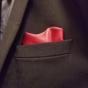 Hugo Boss Red & White Multi-Pattern Pocket Square